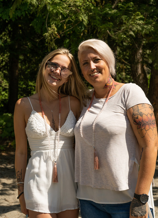 mother daughter duo, owners of I am Blessed Mala Beads on Vancouver Island