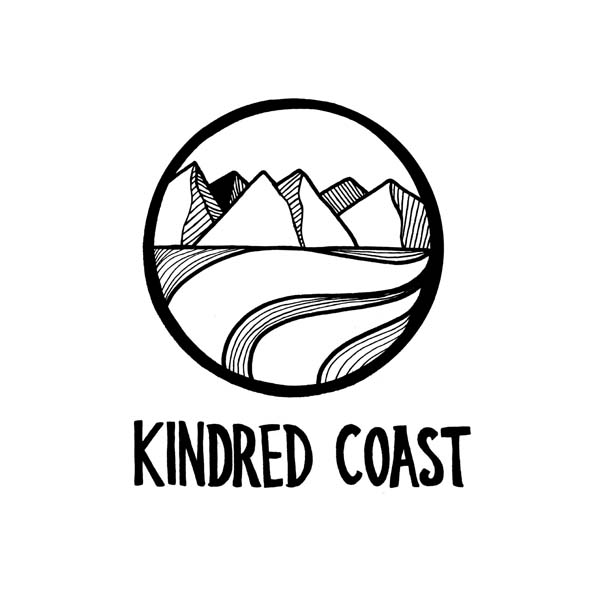 Kindred Coast logo, west coast designs and screenprint company on Saltspring Island