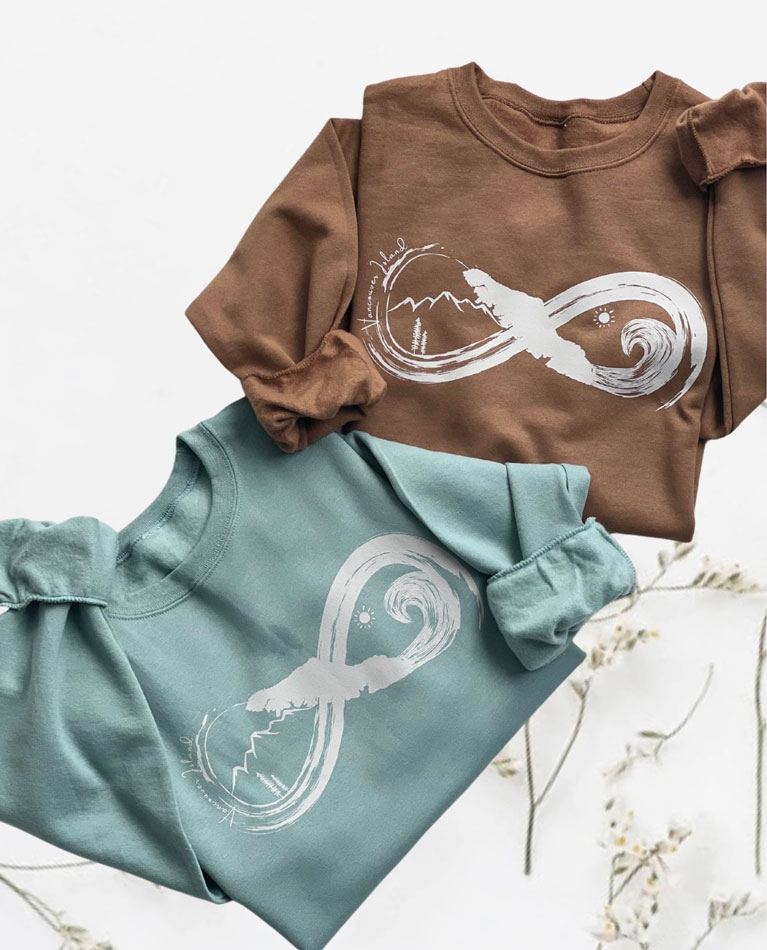 sweatshirts with Vancouver Island designs, made on Vancouver Island Canada by Lincoln & Grae