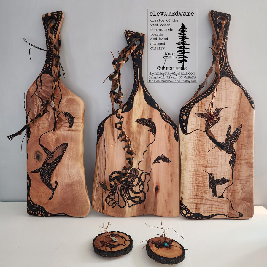 gorgeous Vancouver Island wildlife charcuterie boards made by Elevatedware