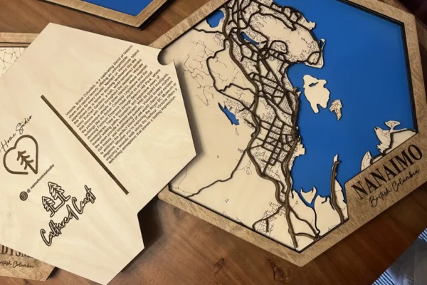 Wooden map of Nanaimo B.C.