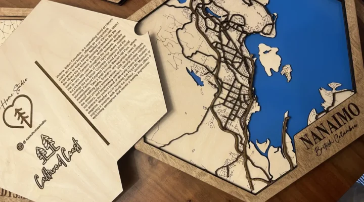 Wooden map of Nanaimo B.C.
