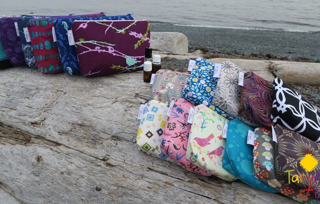 Assortment of essential oil bags handmade on Vancouver Island
